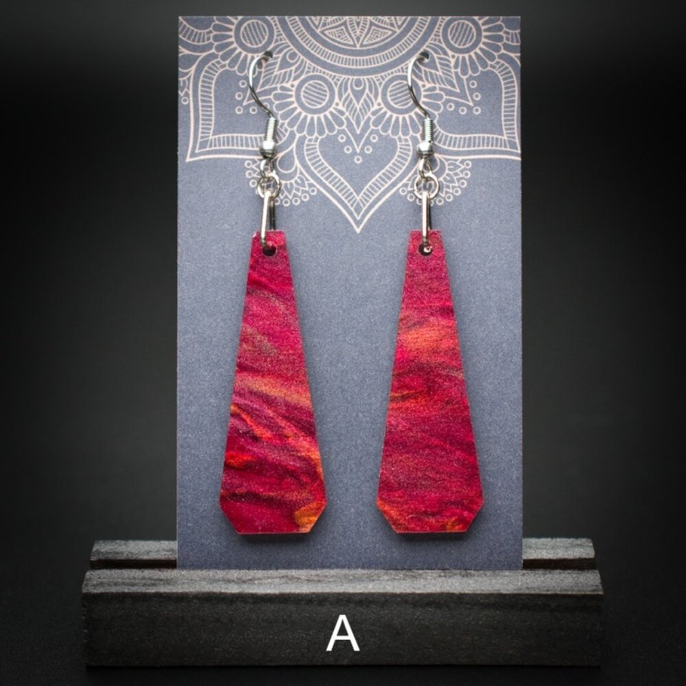 Scarlet Flame Large Polygon Earrings